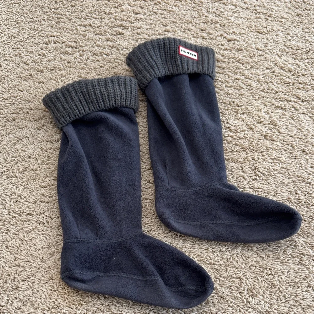 Hunter Charcoal Fleece Cardigan Stitch Tall Boot Liner Socks Womens sz  L (8-10)